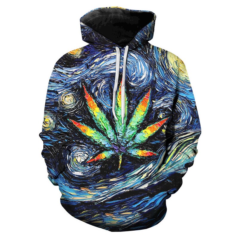 2023 3D Printed Weed Pullover Leaf Men Women Sweatshirts Casual Plus Size Long Sleeved Hoodie High 5 - Weed Hoodie