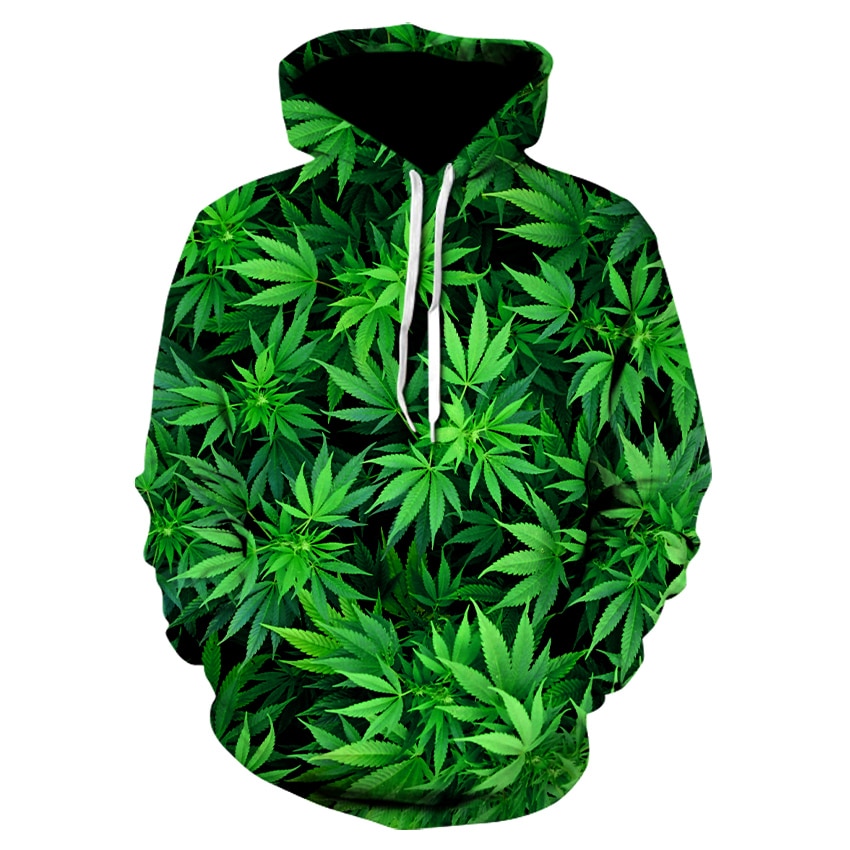 2023 3D Printed Weed Pullover Leaf Men Women Sweatshirts Casual Plus Size Long Sleeved Hoodie High - Weed Hoodie
