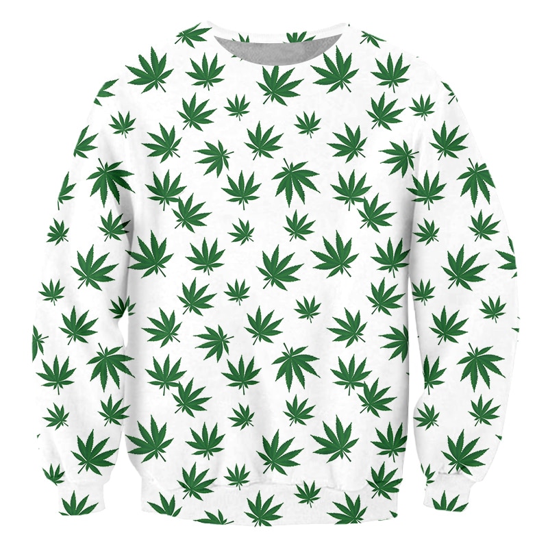 3D Print Sweatshirt Tops Loose Coat Men Women Winter Sportsweat Casual Green Weed Leaf Harajuku Oversize - Weed Hoodie