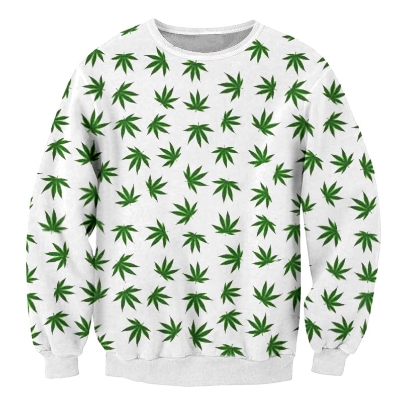 3D Print Weed Sweatshirt Fall Tops Long Sleeve Pullover Men Women Sweatshirts Casual Green Weed Leaf - Weed Hoodie