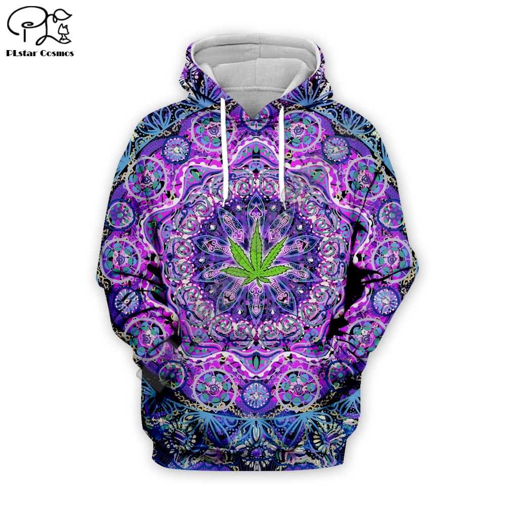 Autumn Weed Pullover Psychedelic Hoody Tops All Over Printed Hoodie Hooded 7XL Leaf 3D Hoodies Sweatshirts - Weed Hoodie