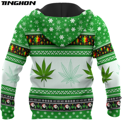 Christmas Santa weed 3D All Over Printed Men Autumn Hoodie Unisex Casual zipper hoodies Streetwear Jacket 1 - Weed Hoodie