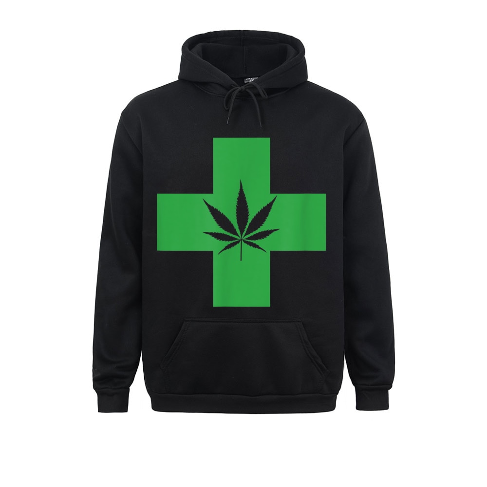 Latest Mens Sweatshirts Green Medical Marijuana Cross Symbol Cannabis Weed Medicine Hoodies Winter Fall Sportswear Long - Weed Hoodie
