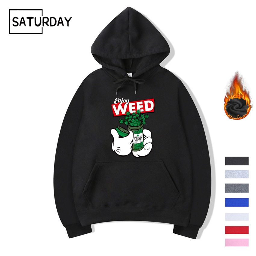 Men s Winter Weed Hip Hop Swag Design Print Fleece Hoodies Sweatshirts Autumn Unisex Women Funny - Weed Hoodie