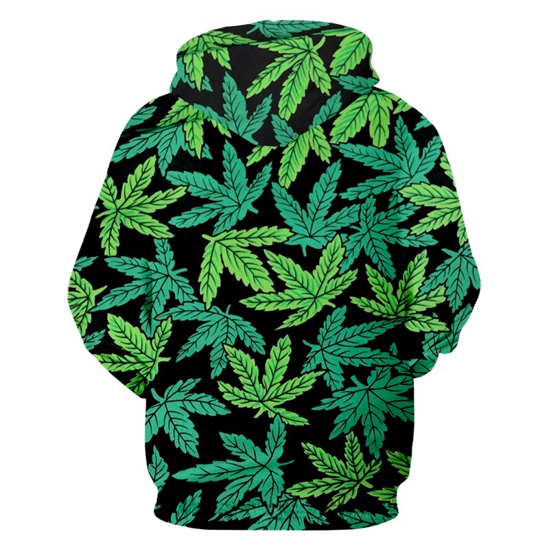 New Weed Green Print Hoodies Leaves Pattern Hooded Sweatshirt Men Women Sport Casual Outwear Hip Hop 1 - Weed Hoodie
