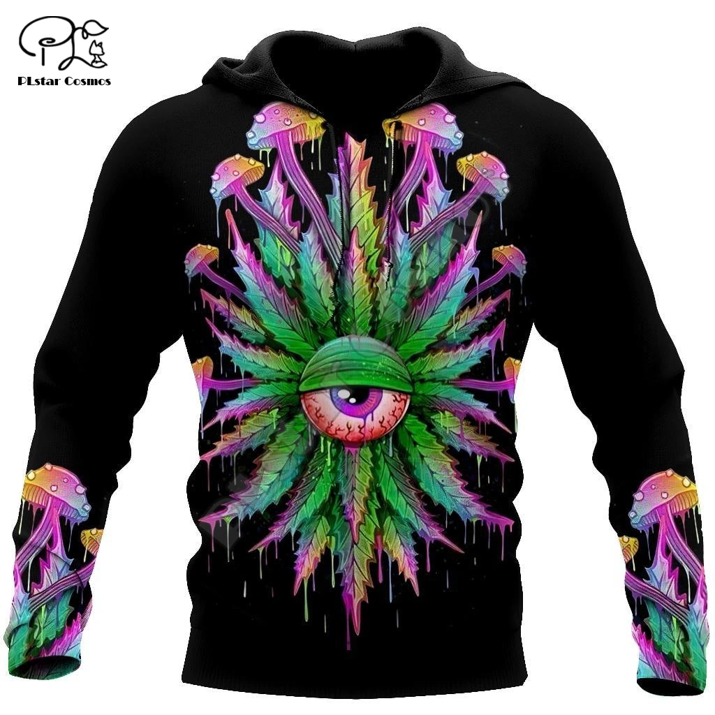 PLstar Cosmos 3D Print Hemp Weeds Royal Hippie Colorful Abstract Funny Men Women Harajuku Streetwear Zip 3 - Weed Hoodie