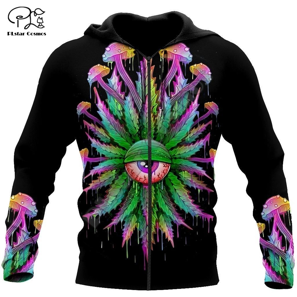 PLstar Cosmos 3D Print Hemp Weeds Royal Hippie Colorful Abstract Funny Men Women Harajuku Streetwear Zip 5 - Weed Hoodie
