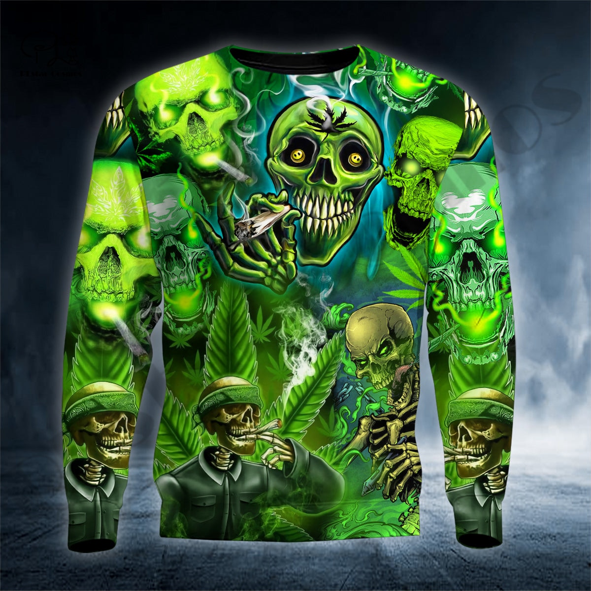 PLstar Cosmos Newest 3D Print Green Skeleton Weed Skull Gift Harajuku Streetwear Casual Unique Unisex Hoodies 1 - Weed Hoodie
