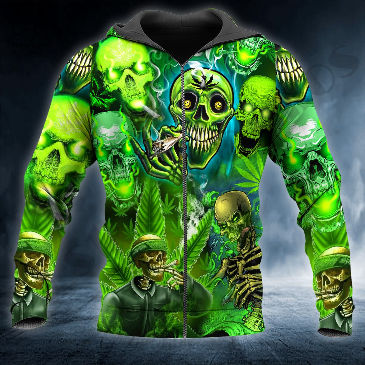 PLstar Cosmos Newest 3D Print Green Skeleton Weed Skull Gift Harajuku Streetwear Casual Unique Unisex Hoodies 2 - Weed Hoodie