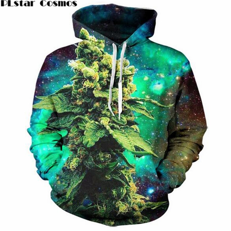 PLstar Cosmos Weed Galaxy 3D Hoodies Men Women Harajuku Sweatshirt Jumpers casual Clothing tops plus size - Weed Hoodie