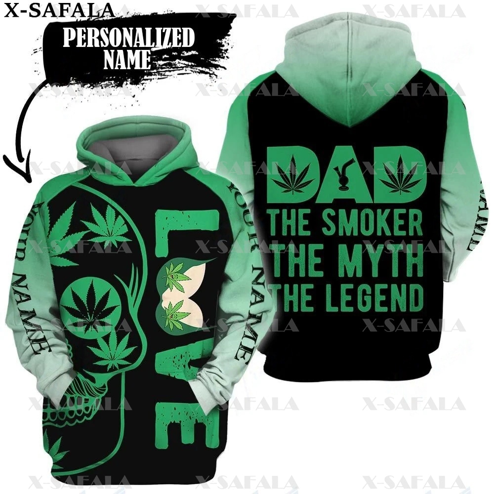 Smoker 420 LOVE WEED SKULL DAD 3D Print Zipper Hoodie Man Female Pullover Sweatshirt Hooded Jacket 3 - Weed Hoodie