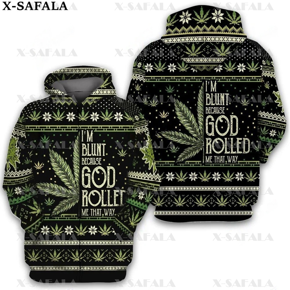 Smoker CHRISTMAS MANDALA LOVE WEED LEAF 3D Print Zipper Hoodie Man Female Pullover Sweatshirt Hooded Jacket 1 - Weed Hoodie