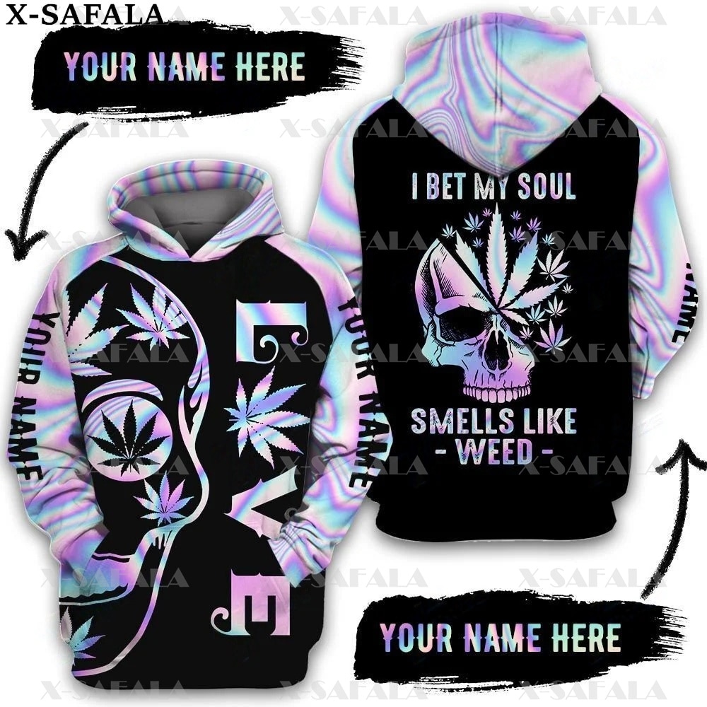 Smoker MANDALA LOVE WEED LEAF SKULL 3D Print Zipper Hoodie Man Female Pullover Sweatshirt Hooded Jacket 12 - Weed Hoodie