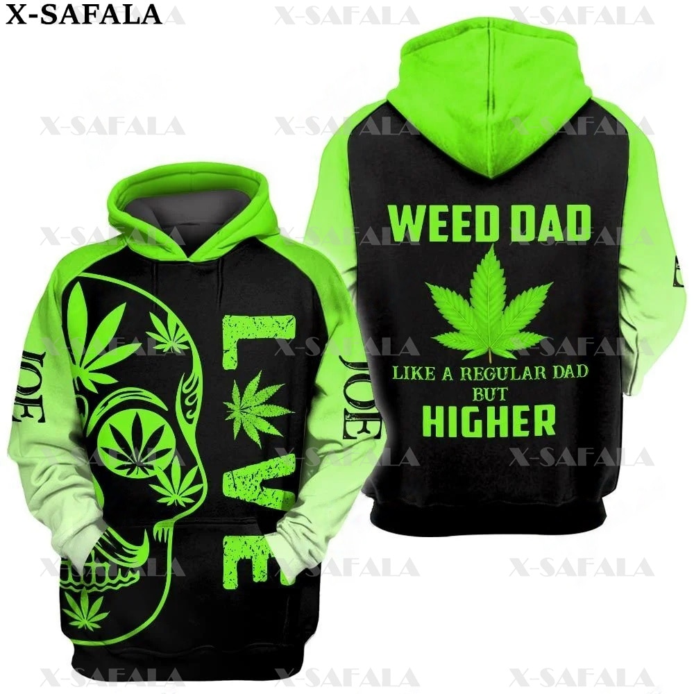 Smoker SMOKE GREEN WEED SKULL HAPPY Leaf 3D Print Zipper Hoodie Man Female Pullover Sweatshirt Hooded 1 - Weed Hoodie