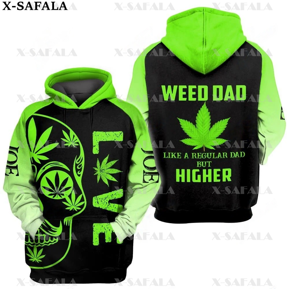 Smoker SMOKE GREEN WEED SKULL HAPPY Leaf 3D Print Zipper Hoodie Man Female Pullover Sweatshirt Hooded 3 - Weed Hoodie