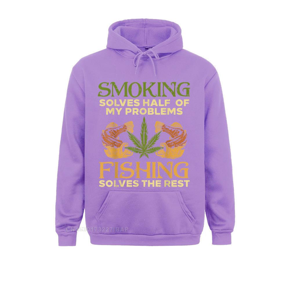 Smoking Solves Problems Fishing Weed Cannabis Stoner Pot Gothic Women Sweatshirts Graphic Fall Hoodies Simple Sportswears 1 - Weed Hoodie