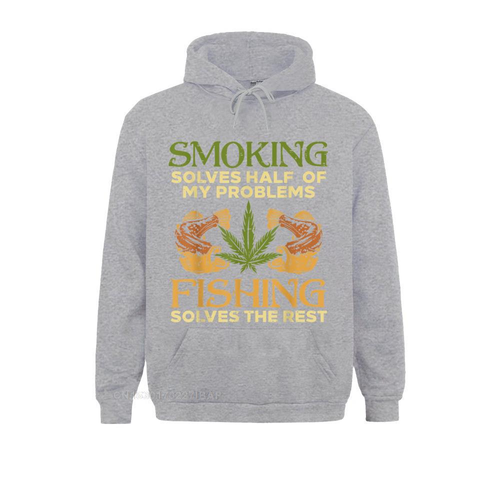 Smoking Solves Problems Fishing Weed Cannabis Stoner Pot Gothic Women Sweatshirts Graphic Fall Hoodies Simple Sportswears 4 - Weed Hoodie