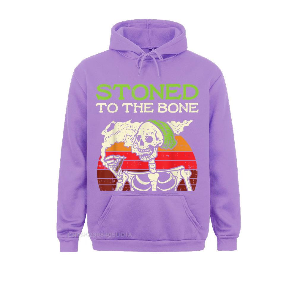 Stoned To The Bone Skeleton Smoking Weed Halloween 2021 Pot Hoodie Slim Fit Women Sweatshirts Long 1 - Weed Hoodie