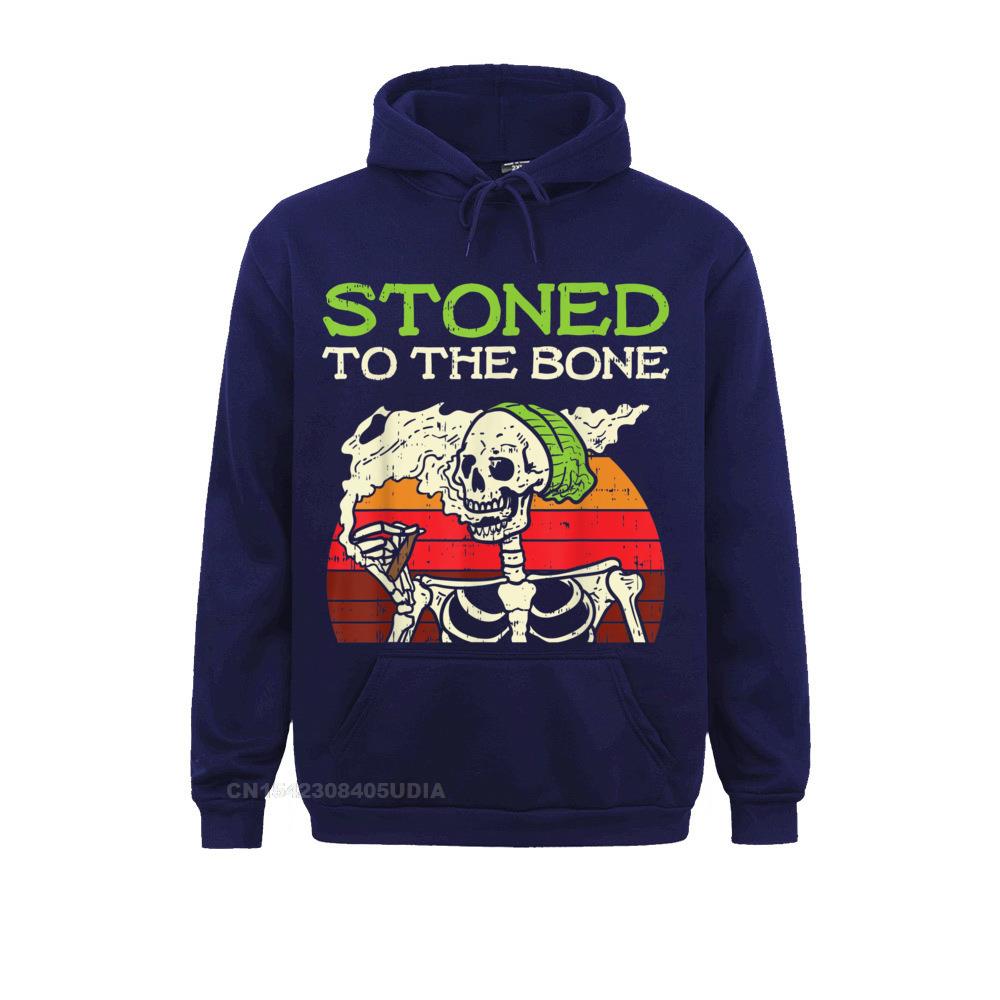 Stoned To The Bone Skeleton Smoking Weed Halloween 2021 Pot Hoodie Slim Fit Women Sweatshirts Long 2 - Weed Hoodie