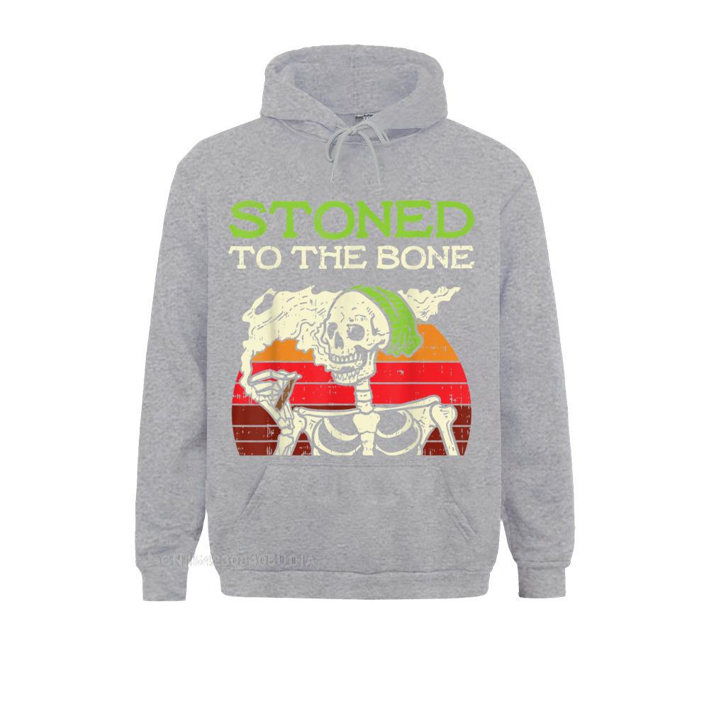 Stoned To The Bone Skeleton Smoking Weed Halloween 2021 Pot Hoodie Slim Fit Women Sweatshirts Long 3 - Weed Hoodie