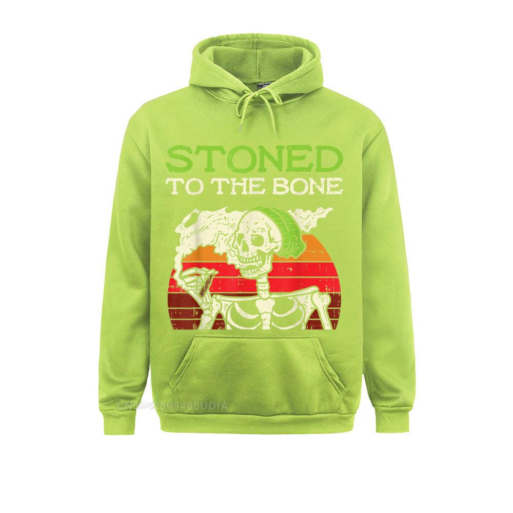 Stoned To The Bone Skeleton Smoking Weed Halloween 2021 Pot Hoodie Slim Fit Women Sweatshirts Long 4 - Weed Hoodie