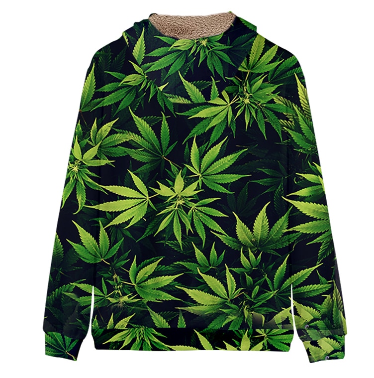 Thermal Oversized Fleece Men s Winter Jacket Weeds Cardigan Green Coat Streetwear Knitted Harajuku Parkas Bomber 1 - Weed Hoodie