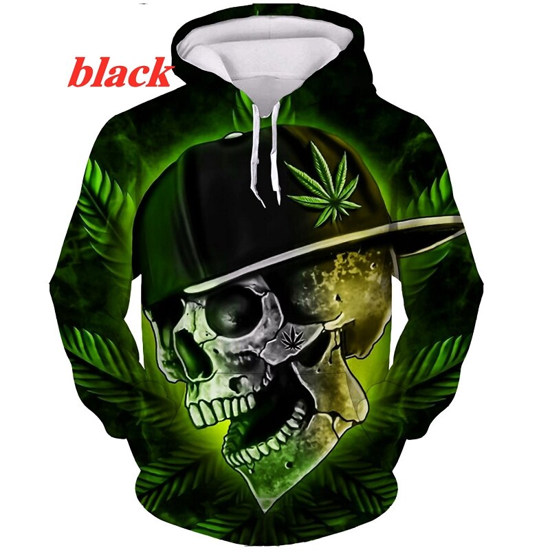 Tobacco Weeds 3D Hoodie Men Women Printing Sweatshirts Green Leaves Funny Shirt Skull Smoking Printed Harajuku 2 - Weed Hoodie