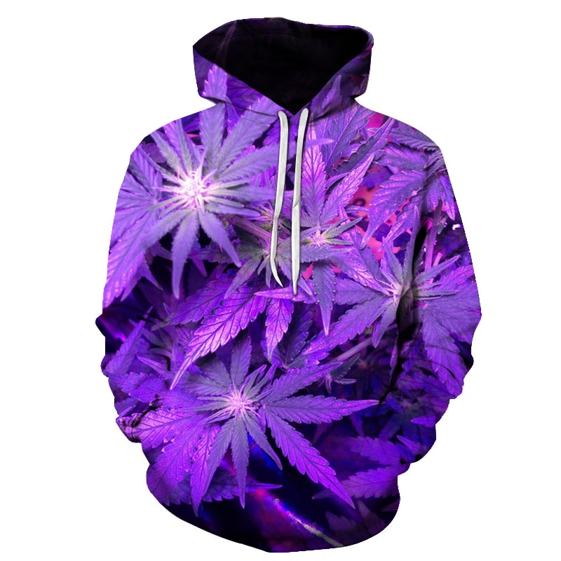 Winter Natural purple Green weeds men s hoodies 3D print fashion outdoor tree weed sweatshirts Hoodie - Weed Hoodie