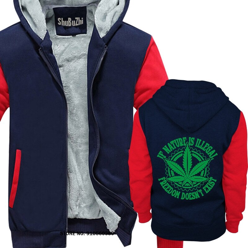 shubuzhi New winter jacket Men Natural Funny hoody If Nature is Illegal Joint Legalized Weed male 1 - Weed Hoodie